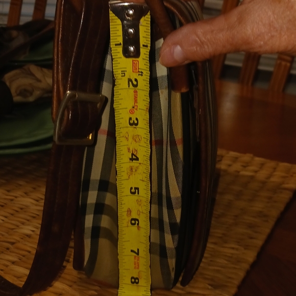 Burberry Vintage Haymarket Canvas and Leather Trimmed Brown Crossbody Make Offer - Picture 9 of 16
